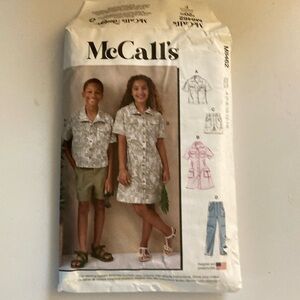 McCall's M8462 shirt dress pants shorts 7 8 10 12 14 girls and boys